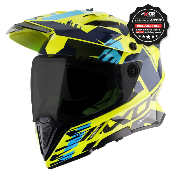 Axor Axor helmet x-cross adventure - x1 gloss neon yellow/blue graphic - large